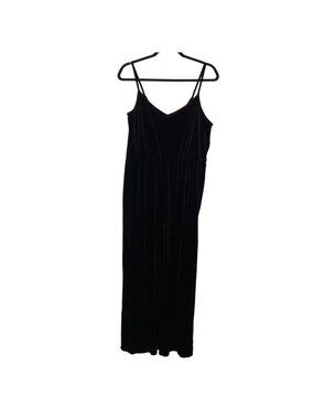 Wild Fable Black V-neck Sleeveless Velvet Wide Leg Jumpsuit L